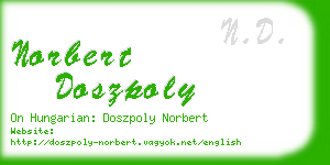 norbert doszpoly business card